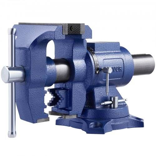 VEVOR Hochleistungs-Schraubstock, 165 mm Backenbreite, 125 mm max. Backenöffnung, Mehrzweck-Schraubstock aus Sphäroguss mit Amboss, 360° schwenkbar