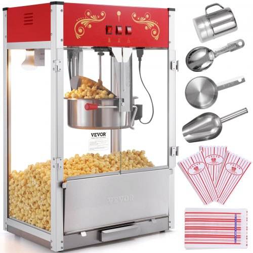 VEVOR Popcornmaschine Popcornautomat Popcorngerät 1615 W, 16 oz Kessel Popcornmaschine mit gro_em Fassungsvermögen für die Arbeitsplatte mit gehär