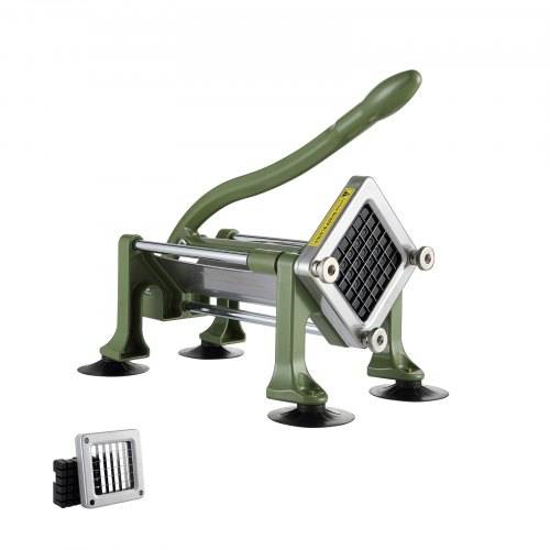 VEVOR Pommes-Frites-Schneider, Kartoffelschneider mit 1/2 Zoll Edelstahlklingen, manueller Kartoffelzerkleinerer mit Saugnäpfen & grünem Griff, idea