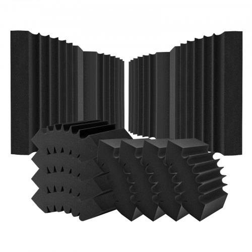 VEVOR Akustikschaumstoff Akustikpaneele 4er-Set, 42x16x30cm, selbstklebende schalldichte Wandplatten, hitzebeständige Akustikplatte