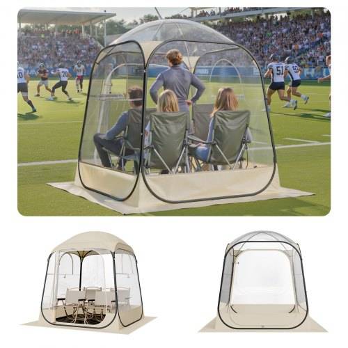 VEVOR Transparentes Zelt, 160x160x182 cm, Pop-up-Zelt für 2_4 Personen, Sportzelt mit Bodenmatte & oberer Abdeckung, Outdoor-Bubble-Zelt