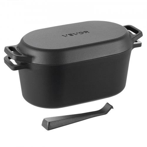 VEVOR Schmortopf aus emailliertem Gusseisen, 3,31 L Dutch Oven zum Backen von Sauerteigbrot, robuster Kochtopf mit Deckel & Griffen, geeignet bis