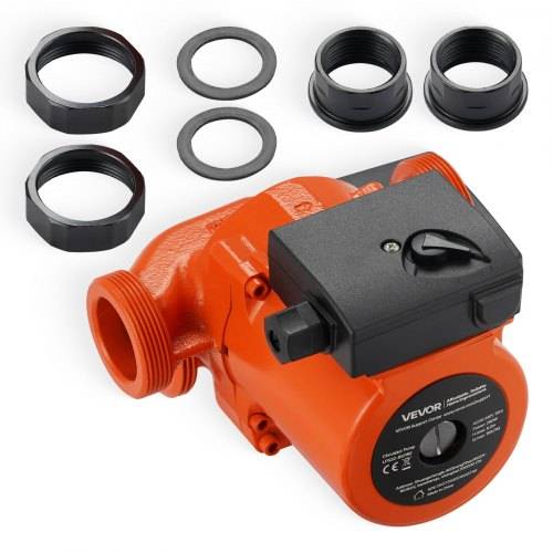 VEVOR LPS32-8S/180 Zirkulationspumpe aus Gusseisen, 3/8 PS, 110 LPM, Warmwasserzirkulation, Gewindeanschluss, 3-stufige Geschwindigkeitseinstellung