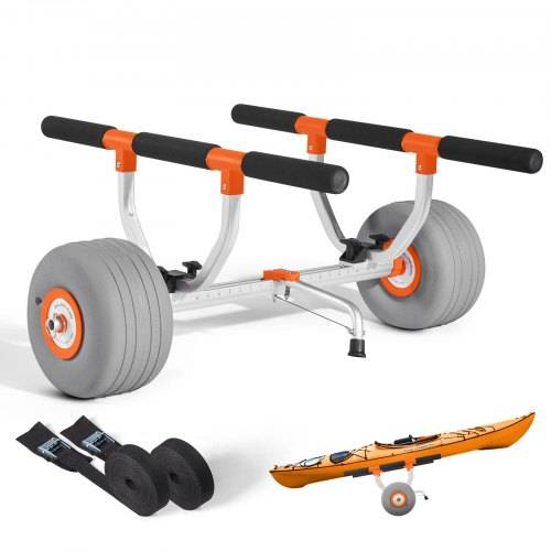 VEVOR Kajakwagen, 158 kg, Kanuwagen mit 30,5 cm aufblasbare PU-Reifen & Spanngurt, Bootswagen zum Transportieren von Kajaks, Kanus, Paddleboards