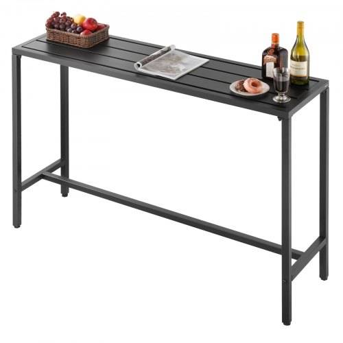 VEVOR Bartisch, 1400 x 375 x 980 mm, Bistrotisch, Stehtisch mit Metallgestell, rechteckige Esstische, Küchentisch, Tresentisch, Partytisch, Gartenmö