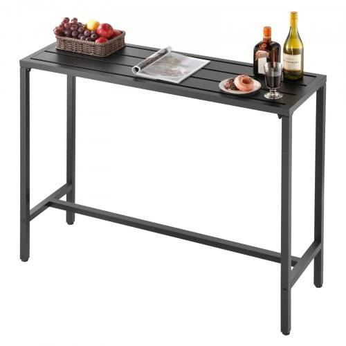 VEVOR Bartisch, 1200 x 375 x 980 mm, Bistrotisch, Stehtisch mit Metallgestell, rechteckige Esstische, Küchentisch, Tresentisch, Partytisch, Gartenmö
