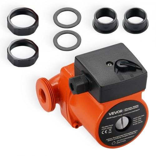 VEVOR LPS25-6S/130 Umwälzpumpe aus Gusseisen, 1/8 PS, 55 LPM, Warmwasser-Zirkulationspumpe, Gewindeanschluss, 3-stufige Geschwindigkeitseinstellung