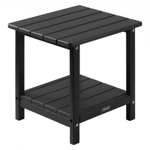 VEVOR Beistelltisch Kunststoff, 45x38x44 cm, Gartentisch aus HDPE, Balkontisch mit 2 Ablagen, Nachttisch, Couchtisch, Dekotisch, geeignet für