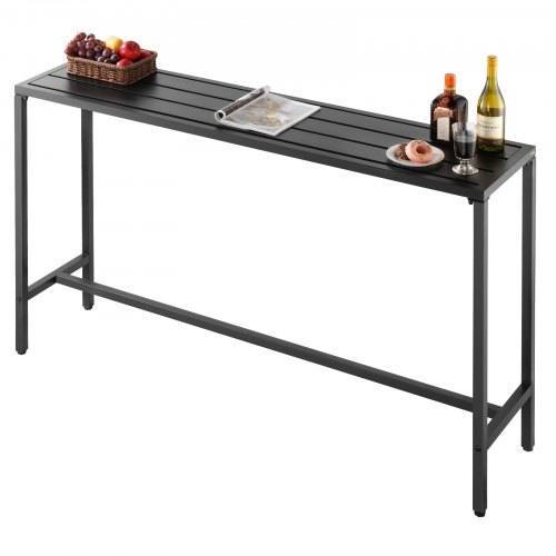 VEVOR Bartisch, 1600 x 375 x 980 mm, Bistrotisch, Stehtisch mit Metallgestell, rechteckige Esstische, Küchentisch, Tresentisch, Partytisch, Gartenmö