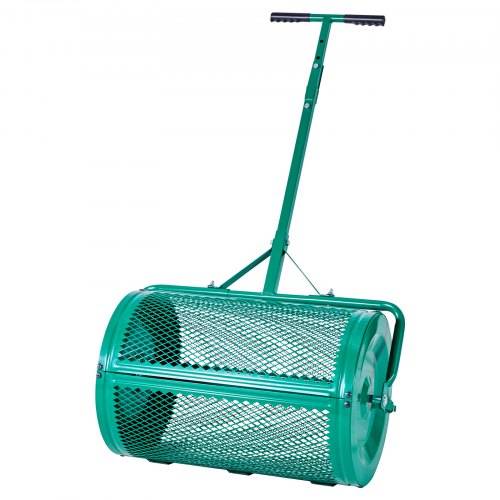 VEVOR Saatgutstreuer, 67 cm breiter Kompoststreuer mit Schiebe-/Schleppgriff, Torfmoosstreuer 4 Höhen verstellbar, Gartenstreuer für Garten, robuste