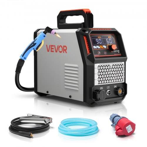 VEVOR Plasmaschneider, 60A Plasmaschneidgerät, Digitalanzeige IGBT-Inverter-Schneidemaschine mit 2T/4T-Funktion & einstellbarer PA/PT-Zeit für indus