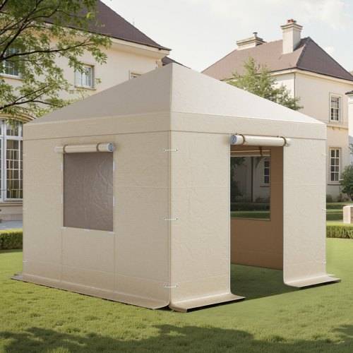 VEVOR Winterabdeckung, passend für 3,05 x 3,05 m Pavillon, Ersatzabdeckung mit Seitenwänden & Netzfenstern, PE-Material, Lagerschutzabdeckungen, Pav