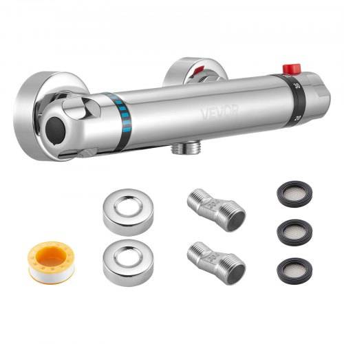 VEVOR Duscharmatur mit Thermostat Duschthermostat mit 38_°C Sicherheitsschloss, Duschhahnventil Badewannenarmatur, Temperaturregelventile für Badezi