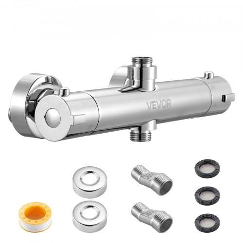 VEVOR Duscharmatur mit Thermostat Brausemischer Duschhahn mit 38_°C Sicherheitsschloss, Duschhahnventil Badewannenarmatur, Temperaturregelventile fü