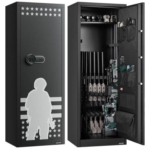 VEVOR Gewehrschrank Langwaffenschrank für 10-12 Gewehre, feuerfester Gewehrtresor mit 4 Pistolentaschen & 3 verstellbaren Regalen, gro_er Waffenschr