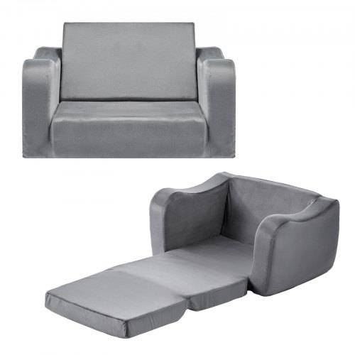 VEVOR Kindersofa Kindersessel aus 28D-Schwamm & kurzem Flor mit Armlehnen, waschbares Kindersofa, Kindercouch umwandelbares Schlafsofa