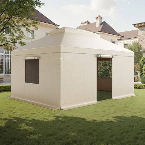 VEVOR Winterabdeckung, passend für 3,66x4,87 m Pavillons mit Doppeldach, Ersatzabdeckung mit Seitenwänden & Netzfenstern, Lagerschutzabdeckungen, Pa