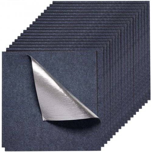 VEVOR Teppichfliesen 609,6 x 609,6 x 5 mm, 15er-Pack, selbstklebender Teppichboden mit Fläche von 5,5 m², Teppich Bodenbelag, einfacher DIY-Austausc