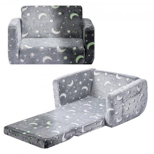 VEVOR Kindersofa Kindersessel aus 28D-Schwamm & Flanellstoff mit Armlehnen, waschbares Kindersofa im Dunkeln leuchtendes Kindercouch umwandelbares