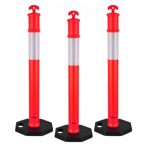 VEVOR Verkehrsleitpfosten Leitpfosten (114 cm) mit beschwertem Sockel & Reflektorstreifen, robuste Leitpfosten für Baustellen, Parkplätze, Absperrpf
