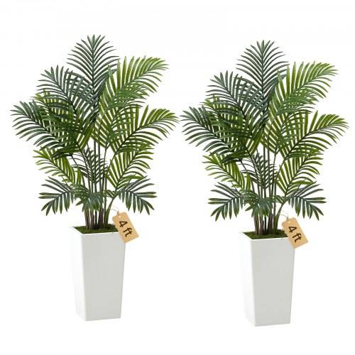 VEVOR Künstliche Areca-Palmen, 1,2 m, 2er-Pack Kunstpalmen, tropische Pflanzen mit wei_em Pflanzgefä_, Kunstseidenpflanze im Topf, Kunstbaum für Ve