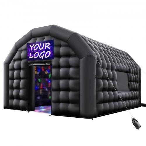 VEVOR Aufblasbares Partyzelt 6x5x3,65 m, Würfelzelt für Disco Nachtclub, Pavillon Hochzeitszelt mit 680W Gebläse, Sandsack, 2 Fenster für Veransta