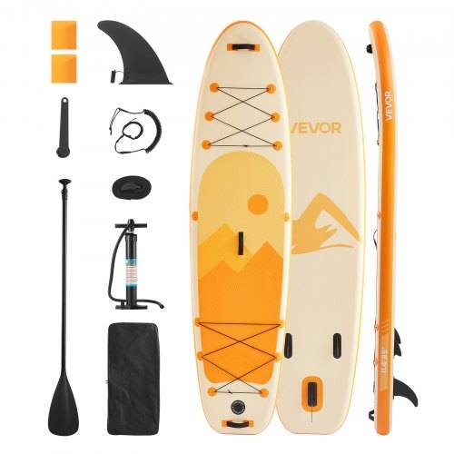 VEVOR aufblasbares Stand Up Paddle Board (353,6 x 89 x 15,2 cm) Paddleboard, Komplettset inkl. Pumpe Paddel Finne Rucksack, Knöchelleine Gurt