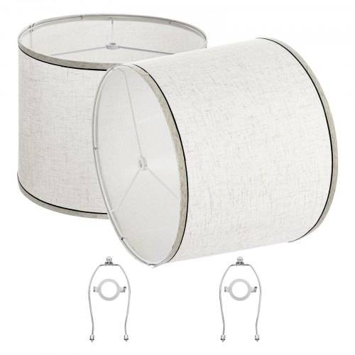 VEVOR Lampenschirm Trommel 290 x 320 x 245 mm (oben x unter x hoch), 2 Ersatzschirme aus Leinen + PVC Lampenschirm mit Harfe für Tischlampen