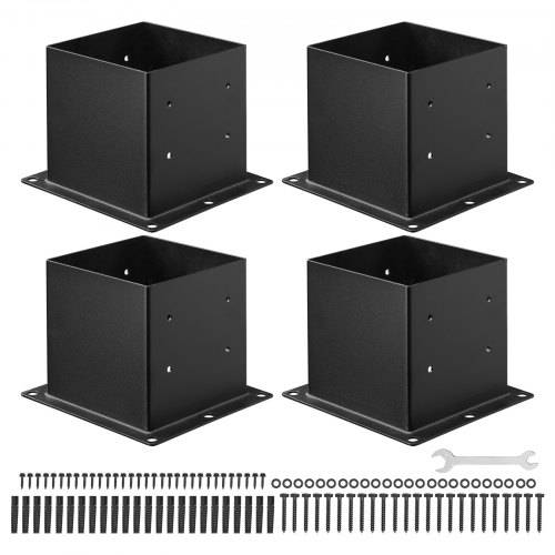 VEVOR Aufschraubhülse, 4 Stk., Pfostenträger Innenma_ 92x92 mm für 88,9x88,9 mm Pfosten, robuste Bodenhülse aus Karbonstahl, ideal für Pavillon-T
