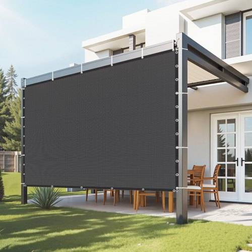 VEVOR 90 % Sonnenschutztuch Sichtschutz Schattenabdeckung (305 x 305 cm) für Pergola mit Edelstahlösen, Sonnensegeltuch mit 140 g/m² HDPE-Material