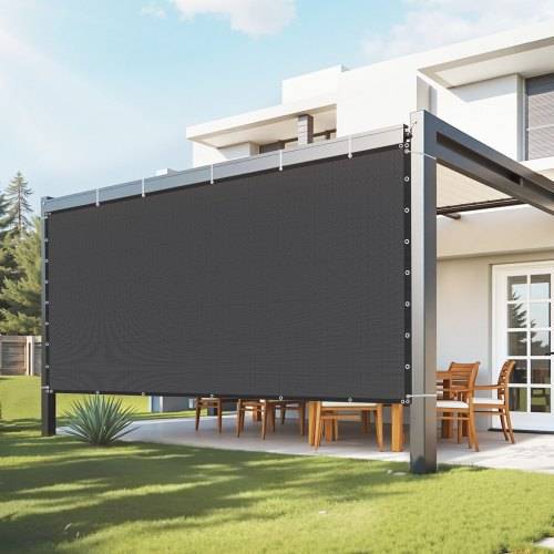 VEVOR 90 % Sonnenschutztuch Sichtschutz Schattenabdeckung (244 x 366 cm) für Pergola mit Edelstahlösen, Sonnensegeltuch mit 140 g/m² HDPE-Material