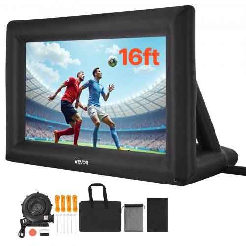VEVOR aufblasbare Filmleinwand Projektion Beamer Leinwand aus 600D, Projektionsleinwand mit tragbarer Aufbewahrungstasche, 16:9, Filmprojektion für