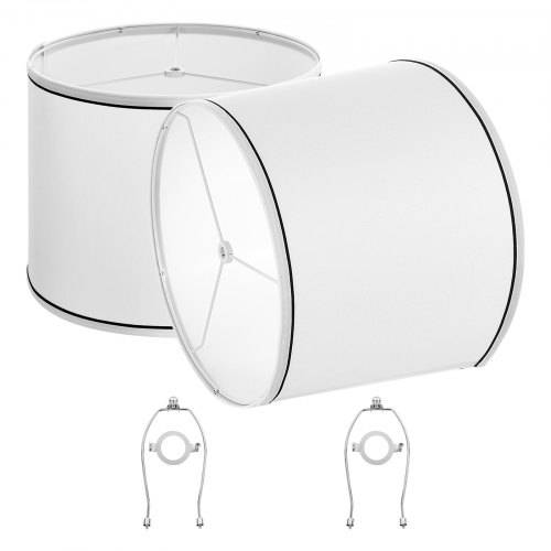 VEVOR Lampenschirm Trommel 290 x 320 x 245 mm (oben x unter x hoch), 2 mittelgro_e Ersatzschirme aus Leinen + PVC, Lampenschirm mit Harfe für