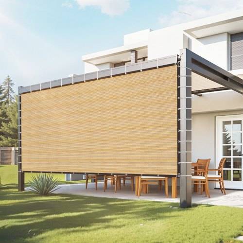 VEVOR 90 % Sonnenschutztuch Sichtschutz Schattenabdeckung (366 x 610 cm) für Pergola mit Edelstahlösen, Sonnensegeltuch mit 160 g/m² HDPE-Material
