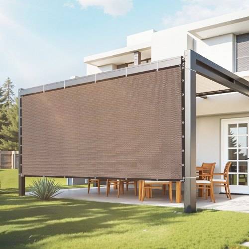 VEVOR 90 % Sonnenschutztuch Sichtschutz Schattenabdeckung (244 x 366 cm) für Pergola mit Edelstahlösen, Sonnensegeltuch mit 140 g/m² HDPE-Material