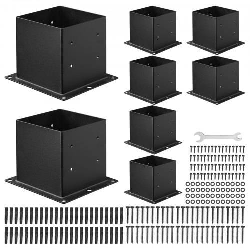 VEVOR Pfostenträger, 8 Stk., Pfostenträger Innenma_ 92x92 mm für 88,9x88,9 mm Pfosten, robuste Bodenhülse aus Karbonstahl, Ideal für Pavillon-Ter