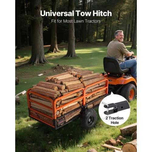 VEVOR Kippanhänger, 725,75 kg, ATV-UTV-Anhänger aus Stahl zum Hinterherziehen, Kipper mit abnehmbarer Rückwand, Gartenanhänger zum Hinterherziehen