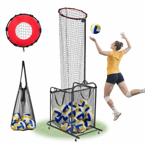 VEVOR Volleyball Trainingsnetz, winkel- und höhenverstellbarer Volleyballtrainer, tragbares _bungsnetz mit Wagen & Rädern & Tragetasche, professione