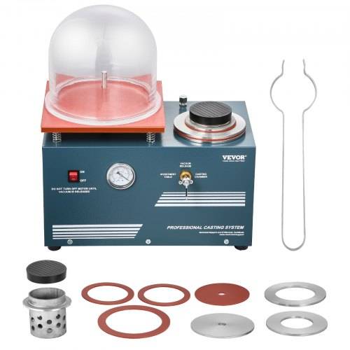 VEVOR Vakuum-Einbettgussmaschine 400 ml mit 3 CFM-Pumpe & Glocke & Präzisionsmanometer, Metallschmuckgusswerkzeug Vakuumgussmaschine zum Gie_en von