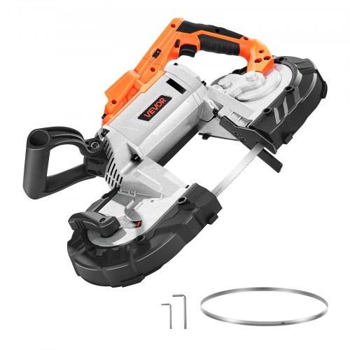 VEVOR 20V Akku Bandsäge, 127x115mm Schnitttiefe, Metallbandsäge, kabelloses & kompaktes Portaband, Aufhängehaken, 0_120 m/min variable Drehzahl, zu