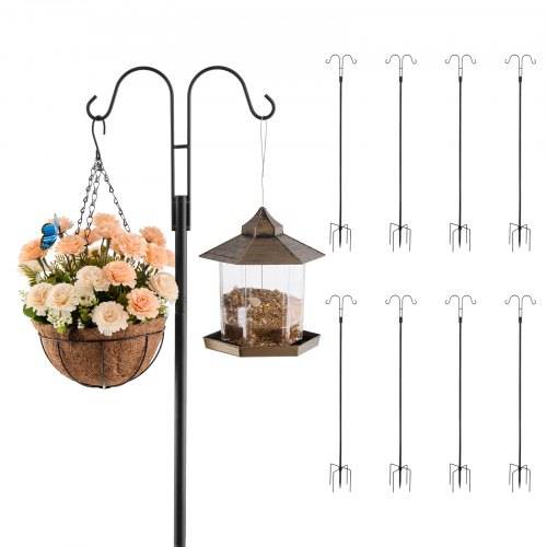 VEVOR Schäferhaken 8er-Pack, Hirtenhaken 195 cm, Garten Doppelhaken Laternenstab, 1,9 cm dicke Gartenhaken zum Aufhängen von Kolibri-Futterspendern