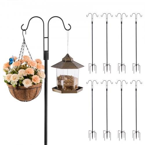 VEVOR Schäferhaken 8er-Pack, Hirtenhaken 156 cm, Garten Doppelhaken Laternenstab, 1,9 cm dicke Gartenhaken zum Aufhängen von Kolibri-Futterspendern