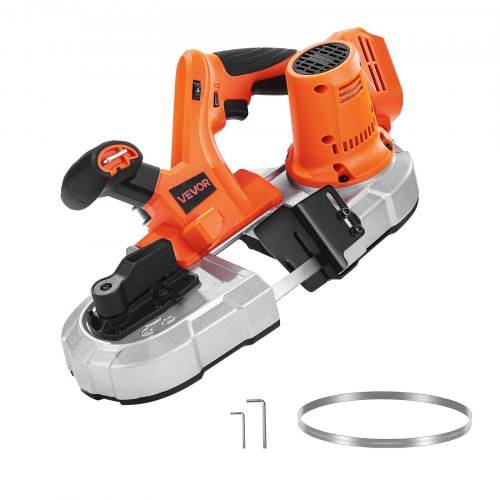 VEVOR 20 V Akku Bandsäge, 65 mm Schnitttiefe, mit bürstenlosem Motor, kabelloses & kompaktes Portaband, Aufhängehaken, 0_192 m/min variable Drehzah