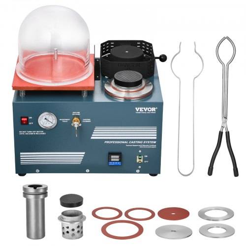 VEVOR Vakuum-Einbettgussmaschine 2 L mit Schmelzofen & praktischer _leinspritzöffnung, Metallschmuckgusswerkzeug Vakuumgussmaschine zum Gie_en von