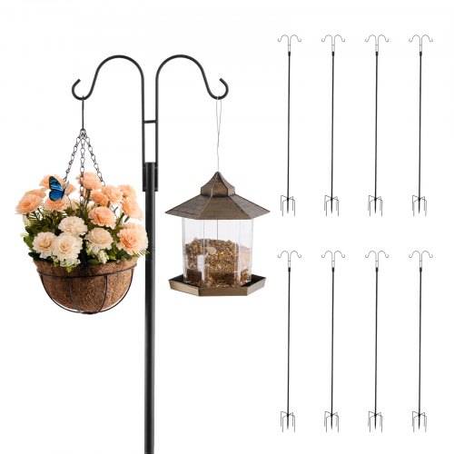 VEVOR Schäferhaken 8er-Pack, Hirtenhaken 2345 mm, Garten Doppelhaken Laternenstab, 1,9 cm dicke Gartenhaken zum Aufhängen von Kolibri-Futterspendern