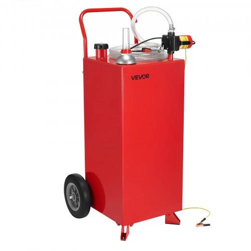 VEVOR 114 L Kraftstofftrolley, max. Durchfluss 32L/min, Dieseltank mit elektrischer Pumpe, Benzinkanister mit 2 Rädern & 3 m Schlauch, Gasbehälter