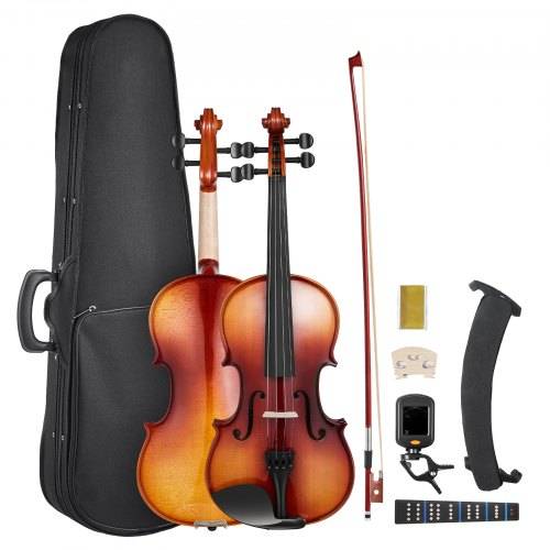 VEVOR Violine 4/4, 584,2 mm Armlänge, Geigenset mit Hartschalenkoffer, Kolophonium, Bogen, Schulterstütze, Steg, zusätzlichen Saiten, professionell