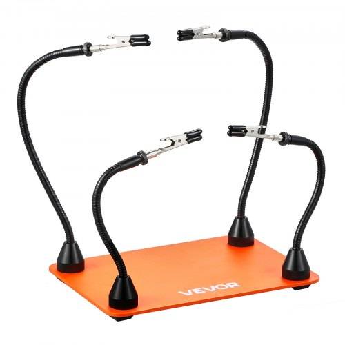 VEVOR Löthilfe Dritte Hand 201x140x3 mm, magnetische Lötstation, 4 flexible Arme, mit Krokodilklemmen und rutschfester Stahlbasis, für elektronisch