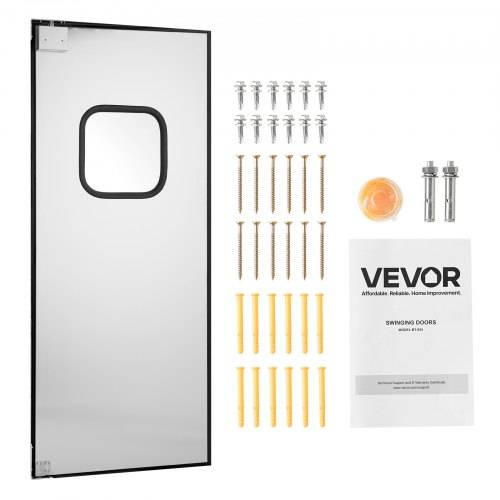 VEVOR Schwingtür 917 x 78 x 2133 mm, Einzelpaneel, passend für Türöffnungen von 91 x 213 cm, gewerbliche Türen aus Edelstahl mit Beschlägen & Zu