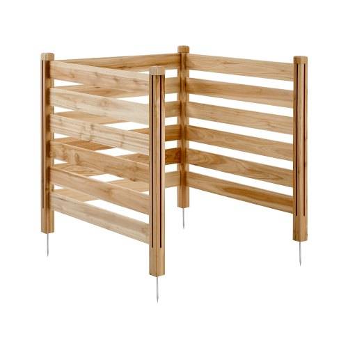 VEVOR Sichtschutzzaun aus Holz, 914x914 mm 3-Paneele-Lamellenzaun für Klimaanlagen, Umzäunung für Poolausrüstung mit Metallpfählen, Mülltonnenve